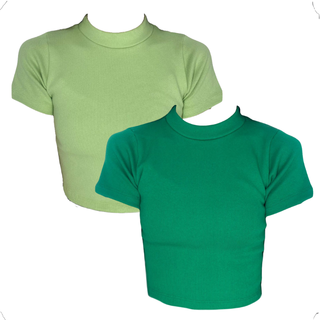 Kit 2 Blusa Cropped Ribana Canelado Feminino Manguinha Curta premium minimalista tendência elegante
