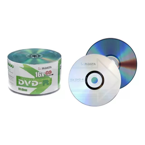 50 Unidades DVD-R Ridata - 4,7 GB - 16x - Com Logo