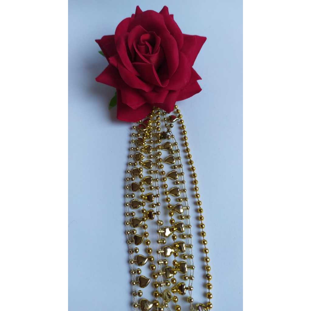 Prendedor de Cabelo Flor Vermelha E Dourado Cabelo Dança Cigana E Dança Do Ventre