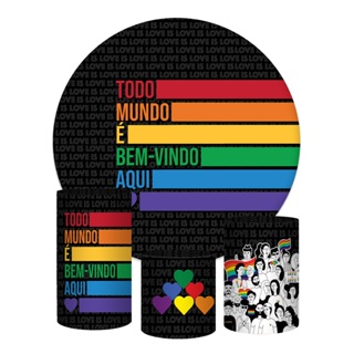 Trio Capa Cilindro + Painel Redondo Lgbtqia+ Em Tecido em Oferta na Shopee