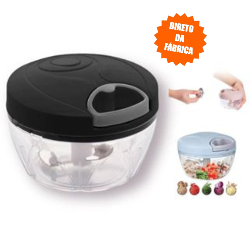 Mini Processador Manual Alimentos 3 Laminas Inox Triturador, Picador, Legumes, Carnes, Frutas, Verduras Cor Sortida