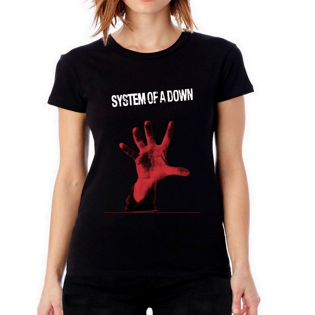 Camiseta System Of A Down AS Babylook Camisa Feminina Banda New Metal Música Chop Suey Aerials Estampa Mão