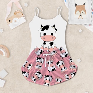Pijama Feminino Infantil Baby Doll Estampa Vaca Rosa em Oferta na Shopee