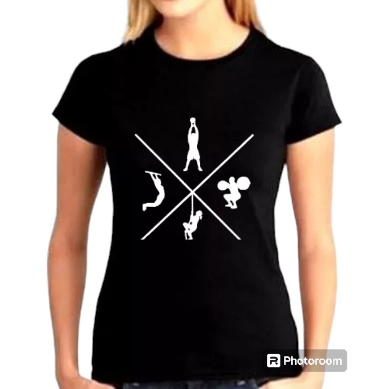 Baby Look Exercício Camiseta Feminina Camisa Algodão Basquete Ginástica Esporte Academia Crossfit Física Personal Tumblr