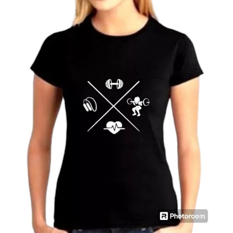 Baby Look Exercício Camiseta Feminina Camisa Algodão Unissex Basquete Ginástica Esporte Saúde Crossfit Personal Tumblr