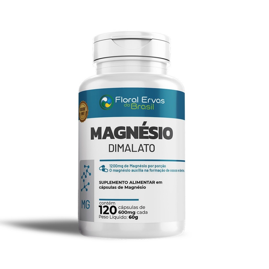 Magnésio Dimalato 600mg 120 Cápsulas Floral Ervas do Brasil