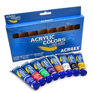 Kit Tinta Acrílica Acrylic Colors Acrilex Estojo Com 8 Bisnagas em Oferta na Shopee
