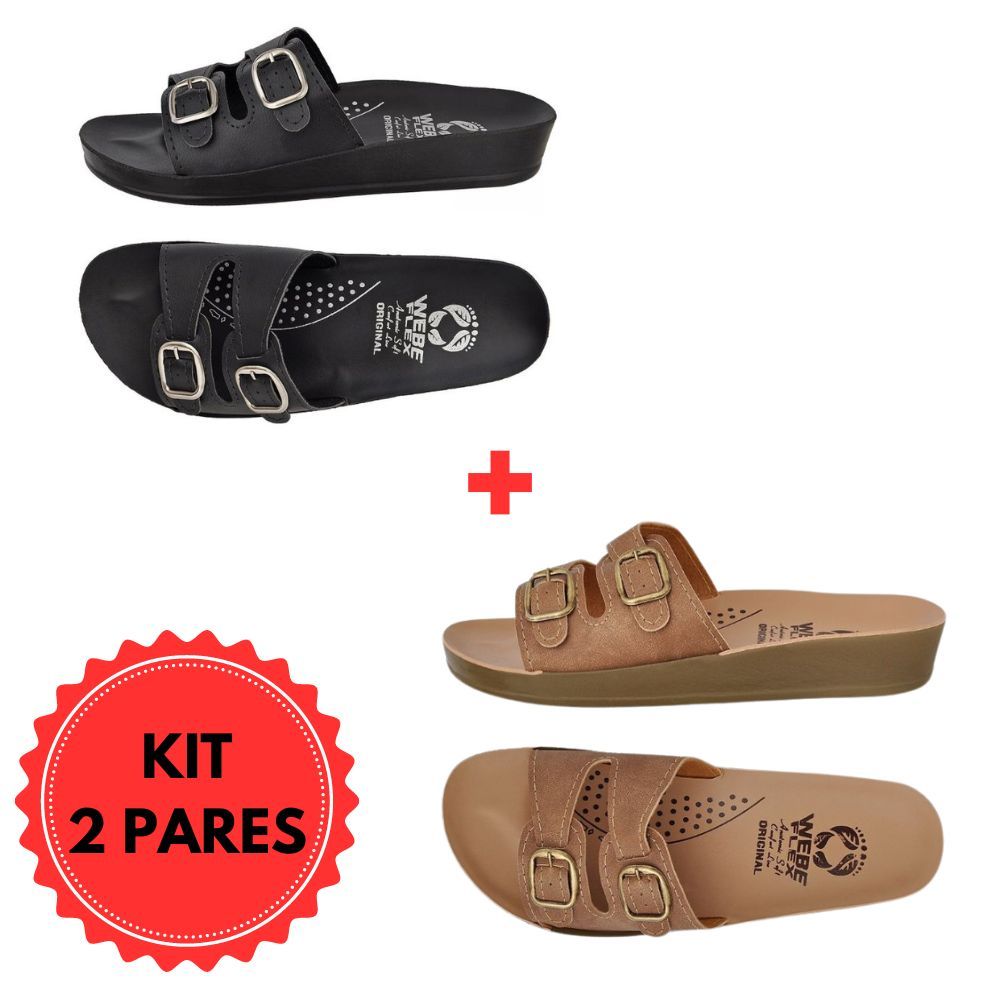 sandália ortopédica KIT 2 PARES birken feminina chinelo anti stress para esporão anabela confortavel