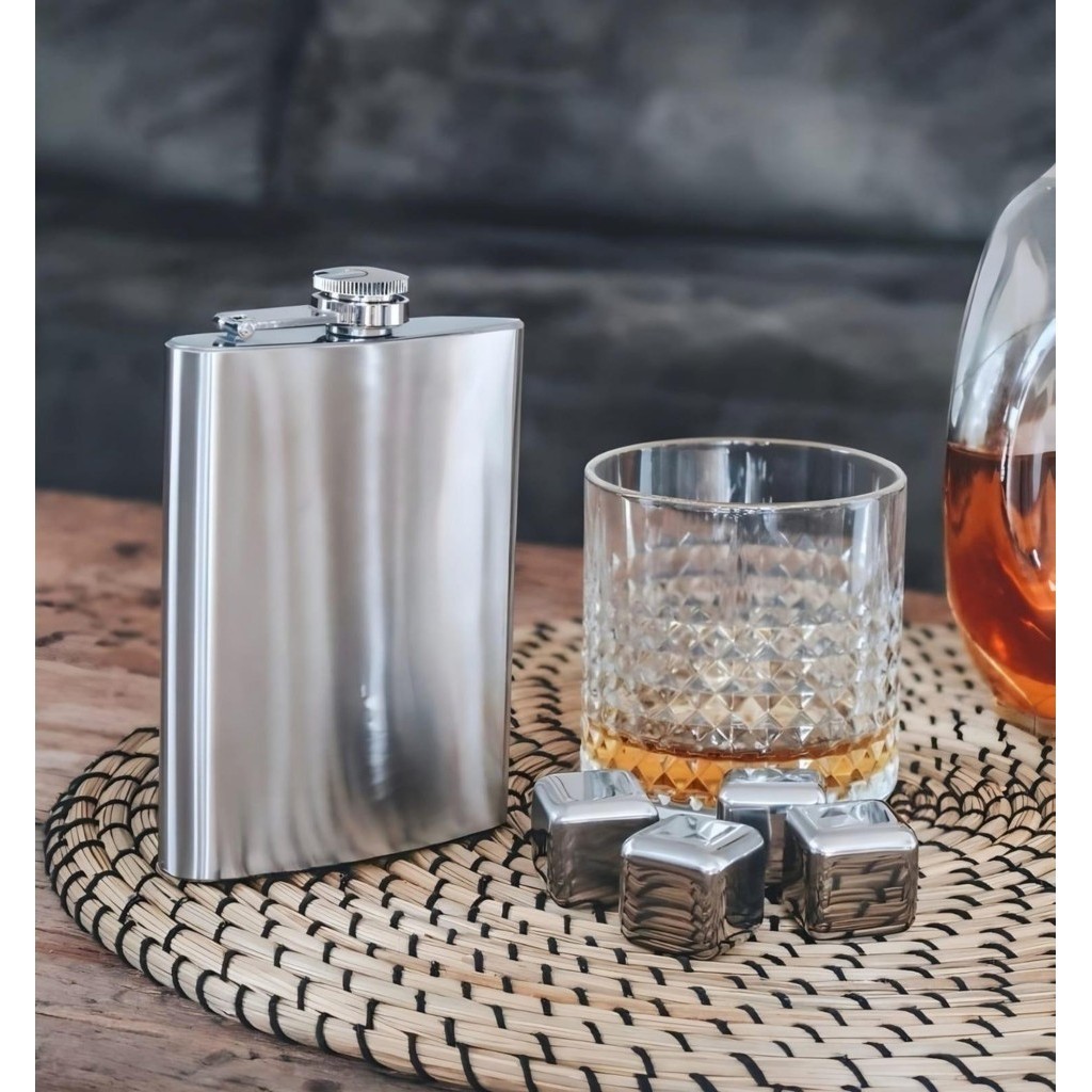 Cantil De Bolso Em Aço Inox 210ml 7oz Porta Bebidas - prata