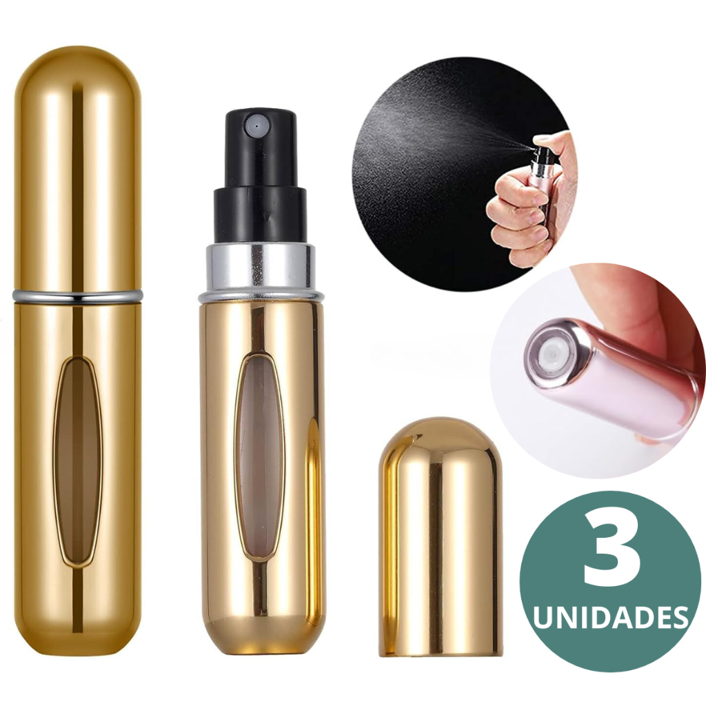 Mini Frasco 5ml Perfume 3 Unidades Spray Para Viagens Portátil Reutilizável