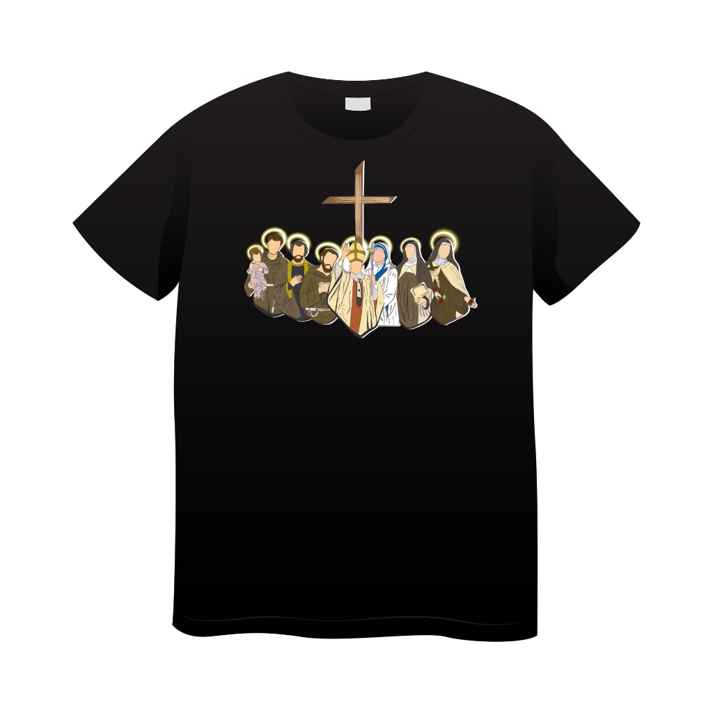 Camiseta Santos da Igreja Católica PLUS SIZE - T Shirt Cristã Com Estampa de São João Paulo II Santo Antônio São Francisco Sao José Madre Teresa de Calcutá Santa Rita Santa Teresinha de Menino de Jesus -  Unissex Plus Size