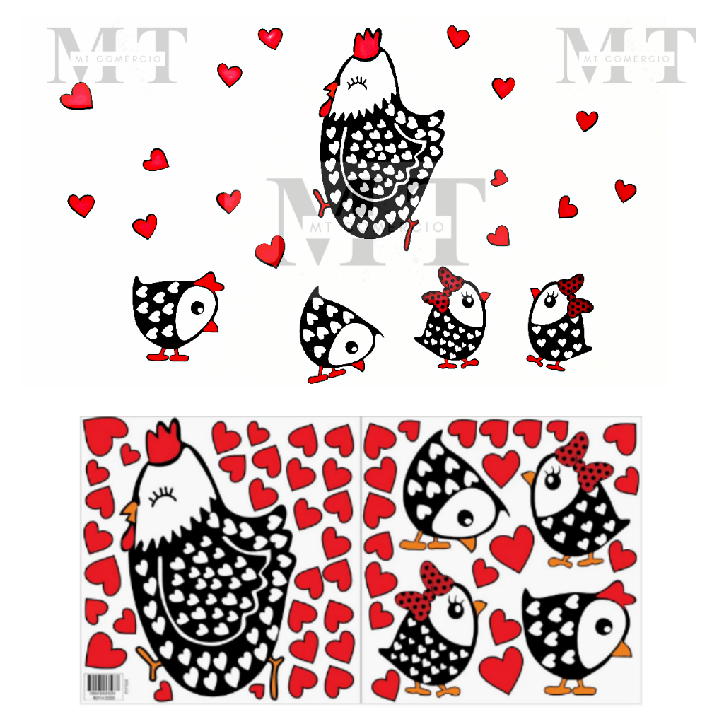 Cartela de Adesivo Decorativo Galinha e Pintinhos Para Geladeira, Parede, Vidro e Móveis em Oferta na Shopee