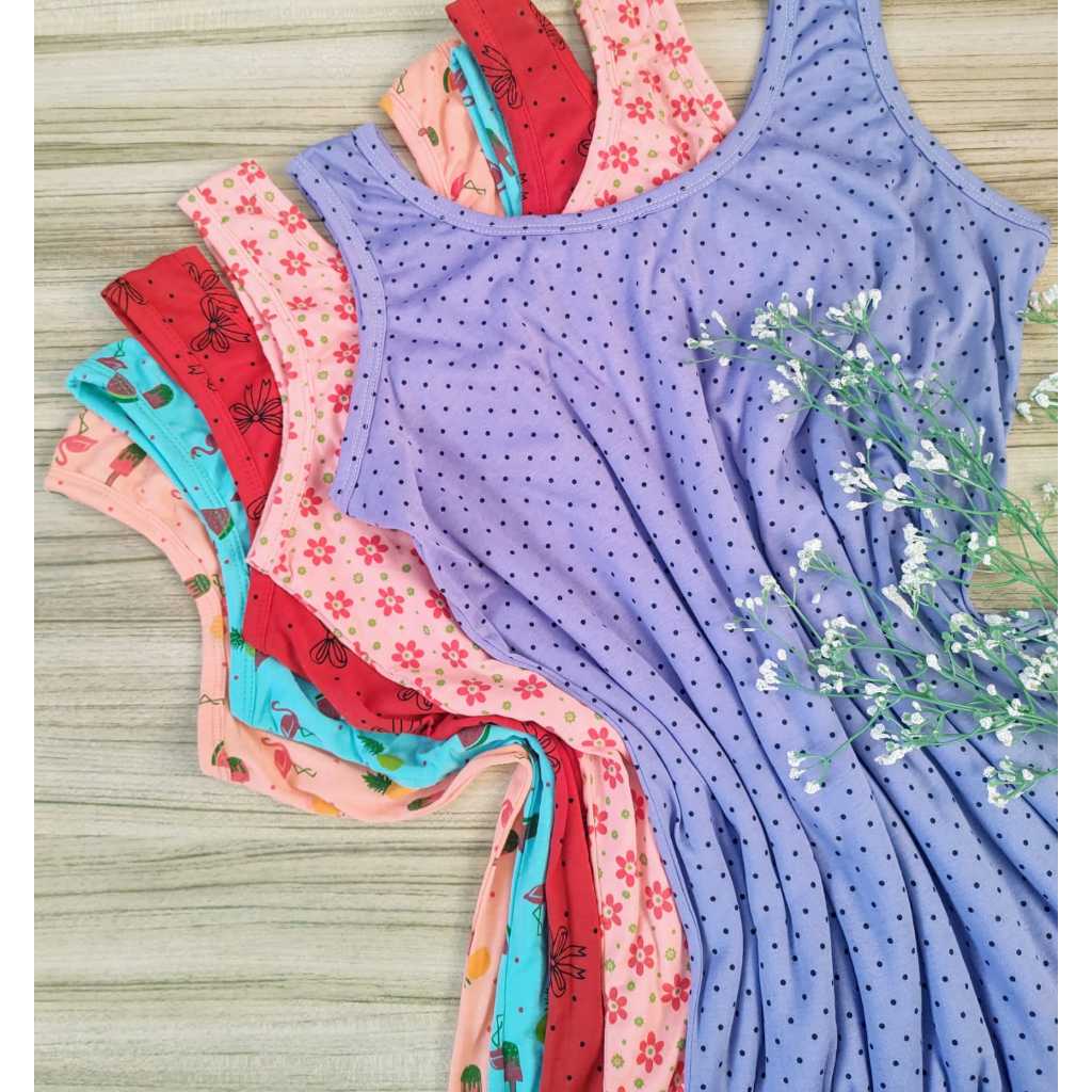 Camisola Senhora Malha Alça Larga Babado Estampada Pijama Regata De Dormir Moda Feminina