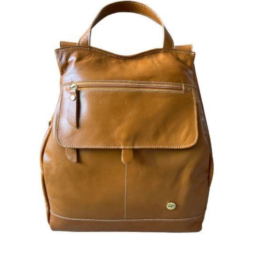 Mochila De Couro Legitimo Feminina Resistente Antifurto Luxo Cor Laranja Passeio Laptop Blogueira