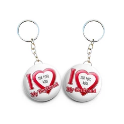 2 unidades Chaveiros Personalizados c/ Foto 4.5cm / My Boyfriend / My Girlfriend / Dia Dos Namorados