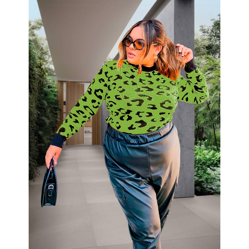 Blusa Tricot Plus Size Frio Onca Inverno Moda Cores