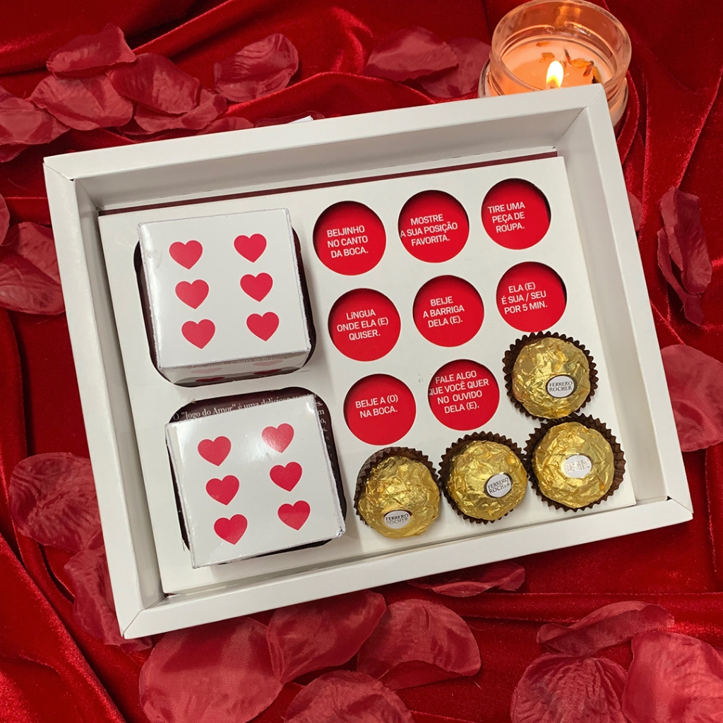 1 Caixa de Bombom - Jogo do Amor - Presente de Dia dos Namorados