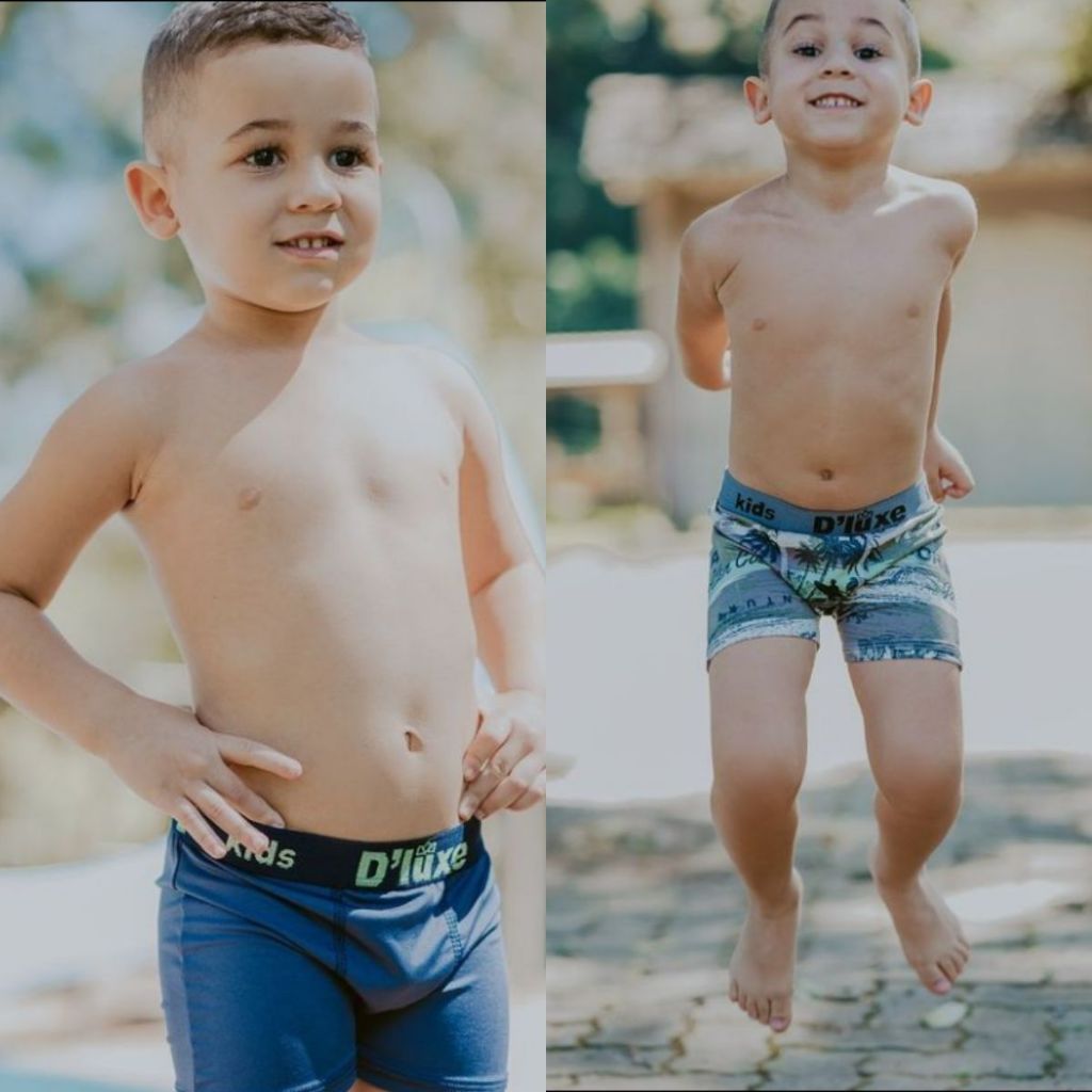 Conjunto 10 e 5 Cuecas Boxer Infantil Masculino Cueca Criança Estampadas e Lisas Microfibra