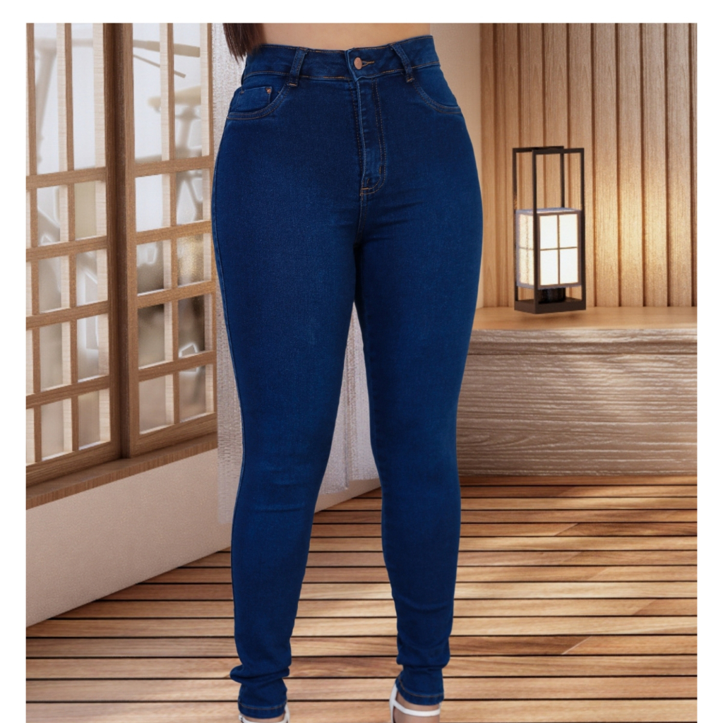 Calça jeans Feminina Skinny Cós Alto Levanta Bumbum perfeita com Lycra Premium em Oferta na Shopee