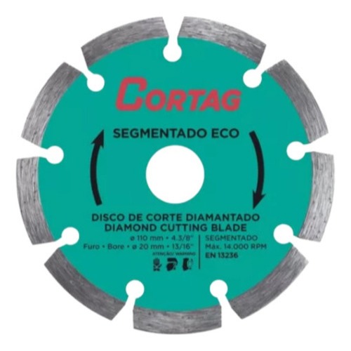 Disco Corte P/ Serra Mármore Diamantado Eco 110 Mm - Cortag em Oferta na Shopee