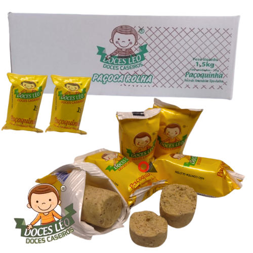 Paçoca Rolha Embrulhada Caixa Com 100 Unidades de 0,15g 1,5kg Doces Léo