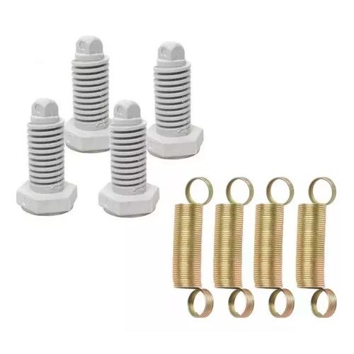 Kit com 4 Pés Niveladores para Lava Roupas Electrolux Ltc/ltr/top8 + 4 Molas Vara Suspensão