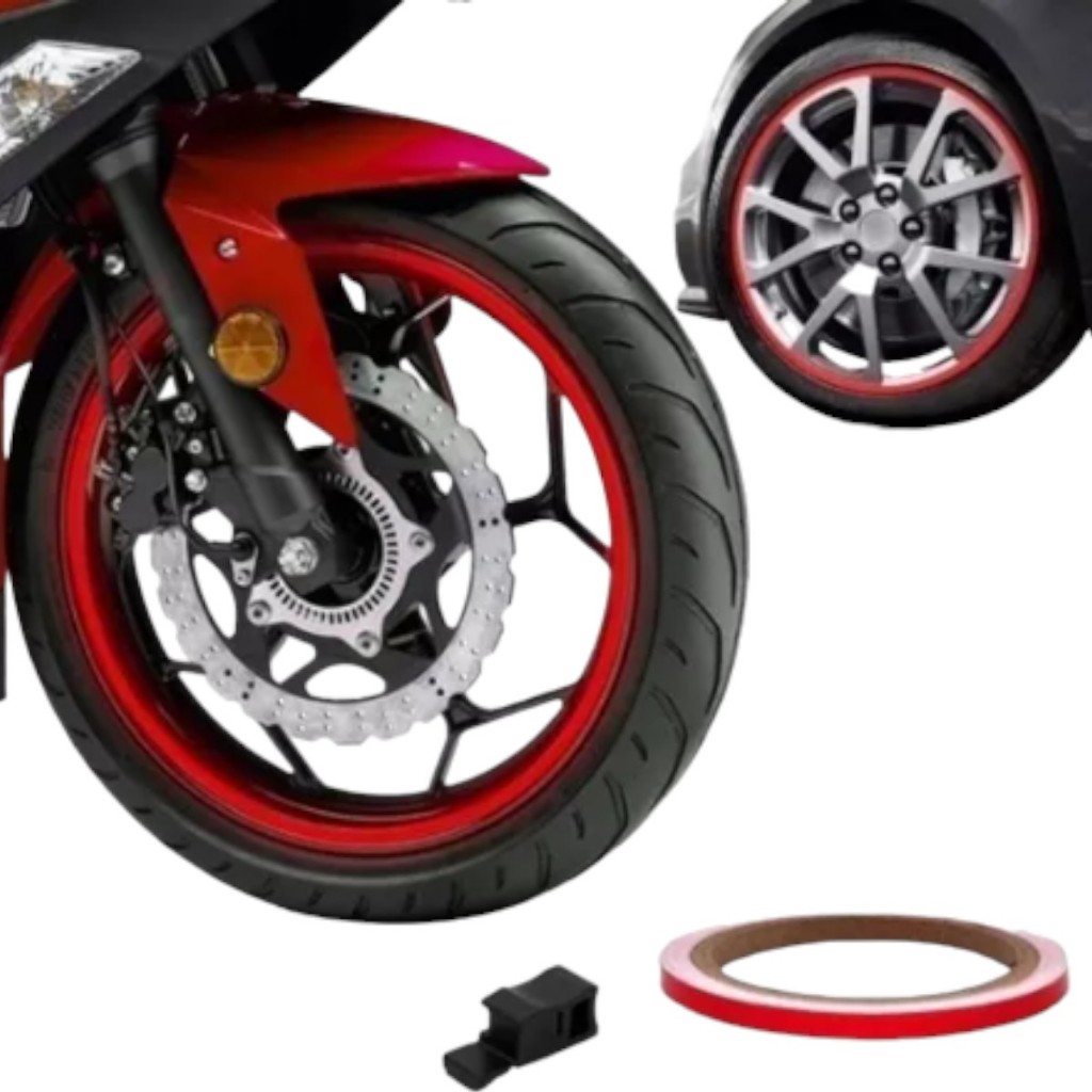 Friso fita roda refletivo moto esportivo com aplicador em Oferta na Shopee