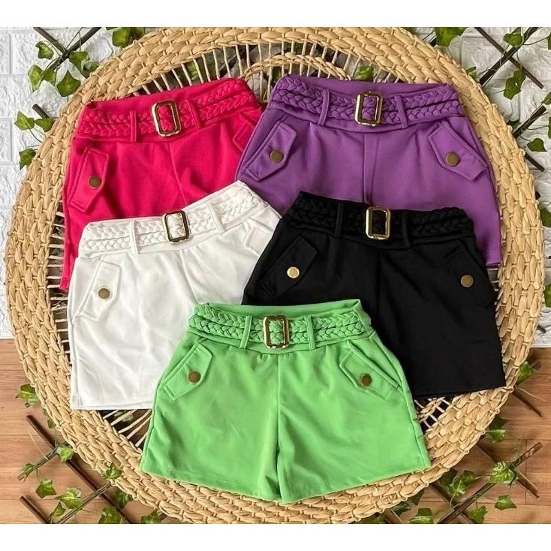 Shorts Fivela Courino 36 ao 48 Malha Neopreme com Bolso Plus Size Modelo Curvy em Oferta na Shopee