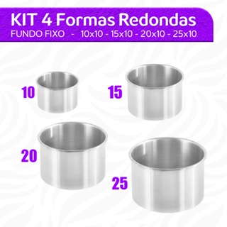 Forma Assadeira Redonda 10X10 15x10 20x10 25x10 Bolo Alta Fundo Fixo em Oferta na Shopee