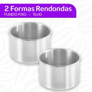 Kit 2 Forma Redonda 15x10 Assadeira Fundo Fixo Bolo Alumínio em Oferta na Shopee