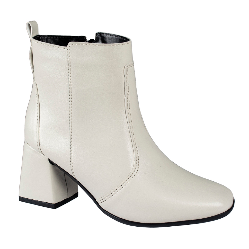 Bota Coturno Feminina Salto Grosso Bico Quadrado Cano Curto em Oferta na Shopee