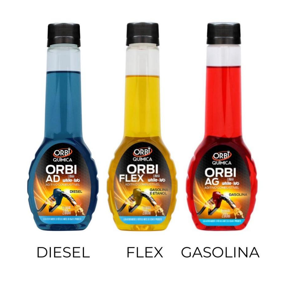 Aditivo Combustível Orbi 200ml Flex Gasolina Diesel Limpeza de Bicos