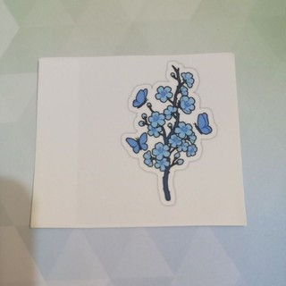 Adesivo/Sticker flor de cerejeira azul com borboletas