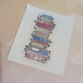Adesivo/Sticker pilha de livros rosa e lilás