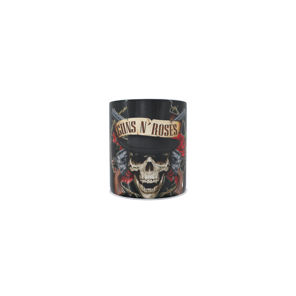 Caneca Cerâmica/Porcelana Branca 325ml - Música - Banda Rock Guns 'n Roses Axl Rose Slash Duff McKagan Richard Fortus Frank Ferrer Dizzy Reed Melissa Reese metal hard Rock Rock in Roll