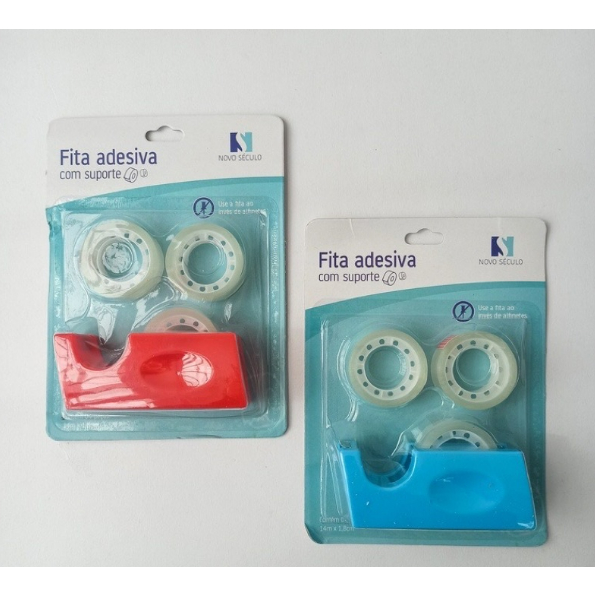 Kit De Fita Adesivo Com Suporte +3 Fitas Para Escolar Escritório - PROMOCAO