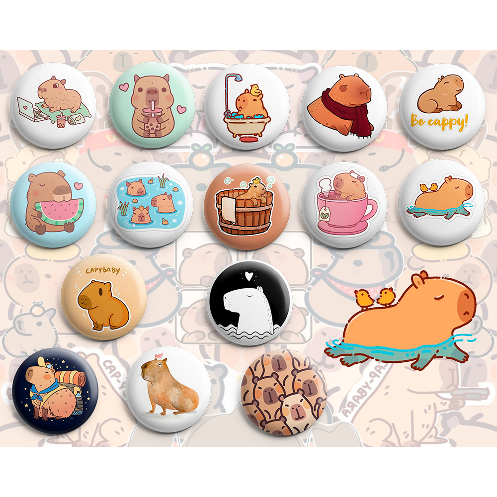 Bottons Capivara / Capivarinha Fofa - Botum / Boton / Broche (3,5cm & 4,5cm)