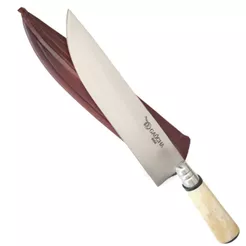 Faca Churrasco Artesanal Cabo de Osso 6 Polegadas Aço Inox Bainha De Couro
