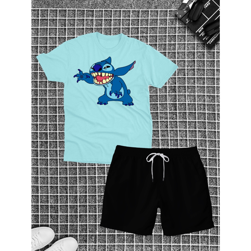 Conjunto Camiseta Estampada Desenho Animado e Bermuda Tectel 5162