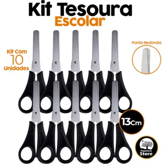 Kit 10 Tesouras Preto Leo Leo Escolar Infantil Sem Ponta Inox Tesoura 10 Unidades em Oferta na Shopee