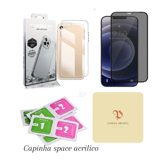 space clear capa capinha + pelicula de privacidade combatível  para iphone 7plus/8plus