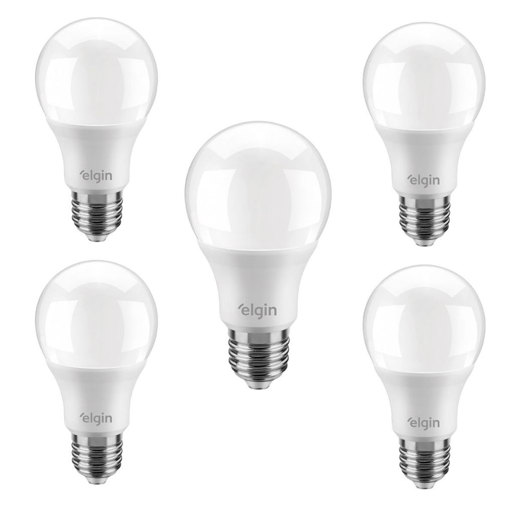 Kit 5 Lâmpadas Led Bulbo 9w E27 6500k Branco Frio ELGIN Inmetro em Oferta na Shopee