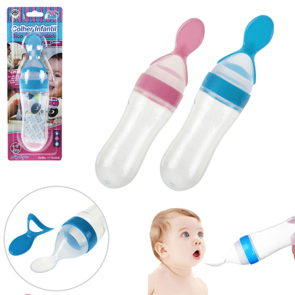 Colher Dosadora silicone para bebê Treinamento Bebe