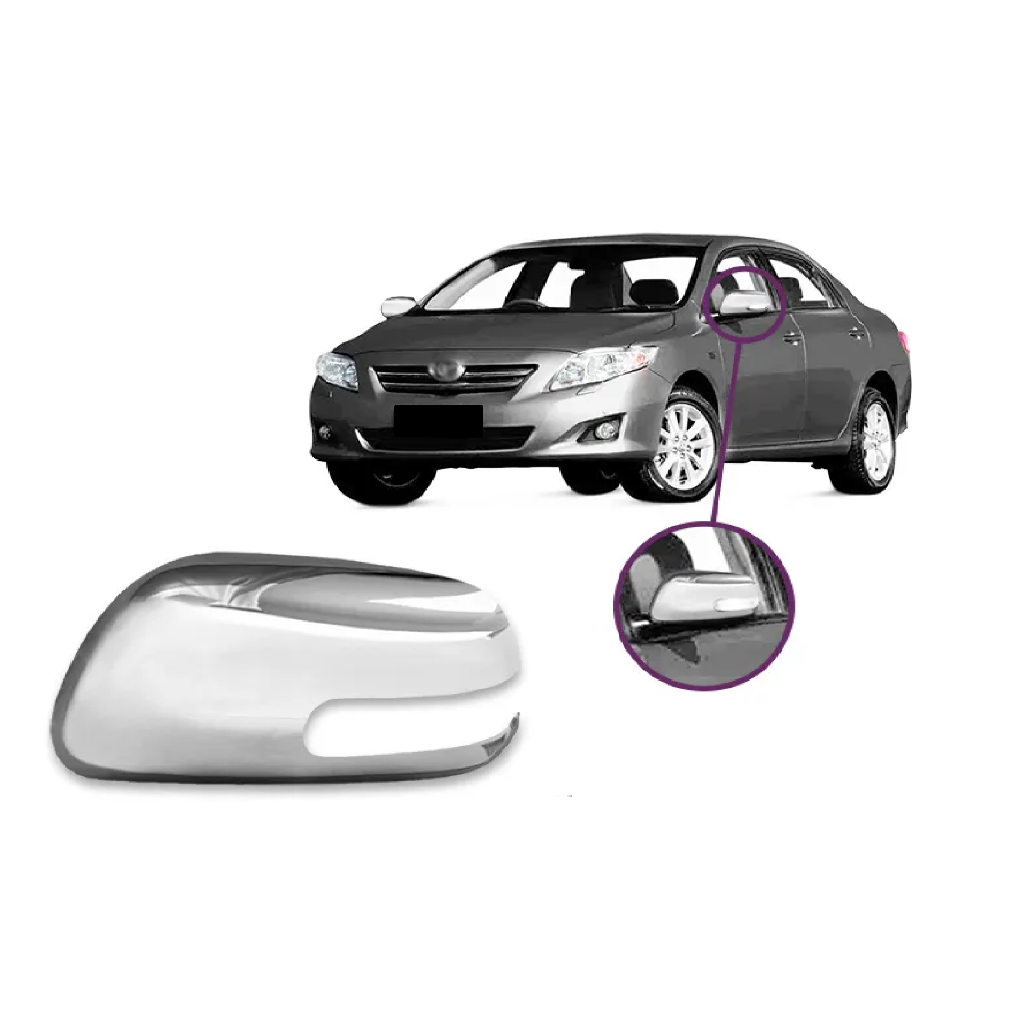 Capa Retrovisor Corolla 2008 2009 2010 2011 2012 Cromada Com Furo