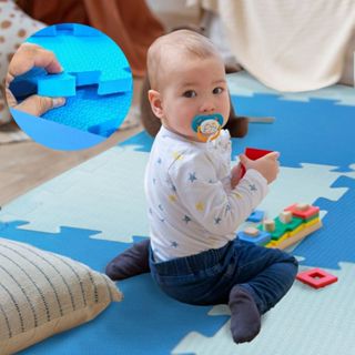 Kit 10 Tapete EVA Grande 50X50 Grosso Tatame Infantil Bebe Borracha Bordas Menino Antiderrapante em Oferta na Shopee