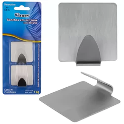 Kit 2 Ganchos Porta Toalha Em Aço Inox Com Adesivo Dupla Face Parede Portas Banheiro Organizador