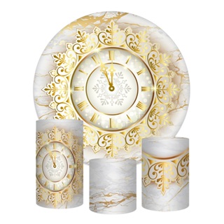 Trio Capa Cilindros + Painel Redondo Feliz Ano novo Relógio em Tecido em Oferta na Shopee