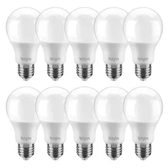 Kit 10 Lâmpadas Led Bulbo 9w E27 6500k Branco Frio ELGIN Inmetro
