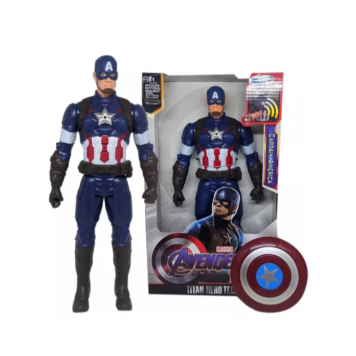 Boneco Capitão América Vingadores Articulado 30 Cm Luz E Som