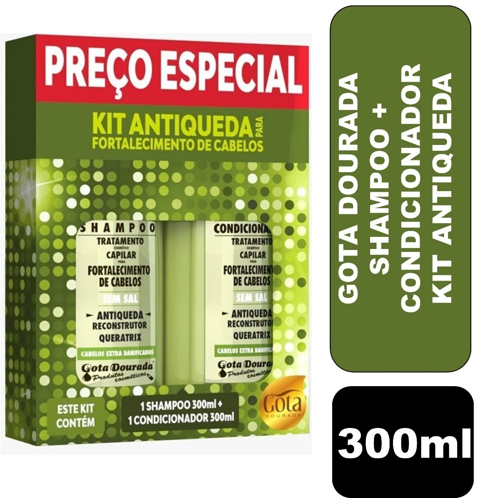 Kit Gota Dourada Shampo + Cond 300ml Antiqueda